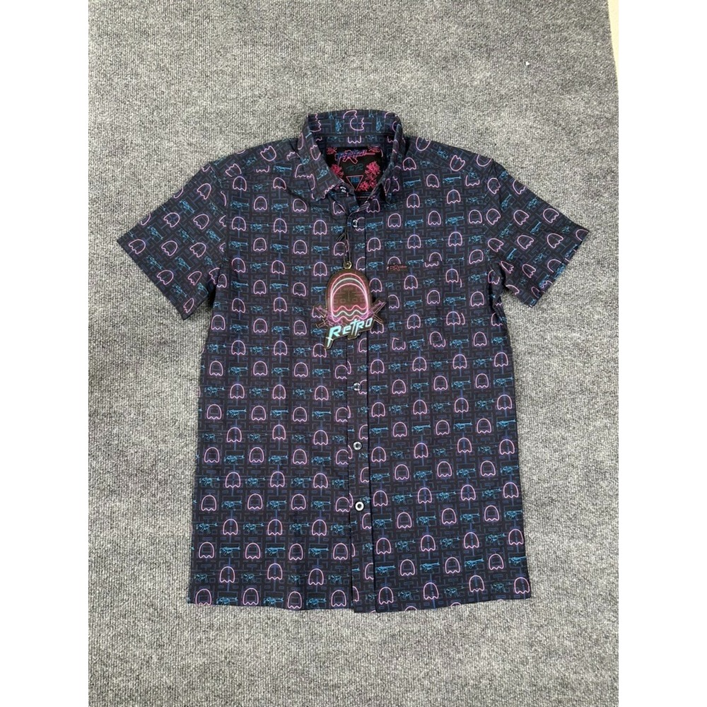 NWT Retro Rifle Shirt Mens XS The Pac Pacman Performance Short Sleeve‎ Button Up